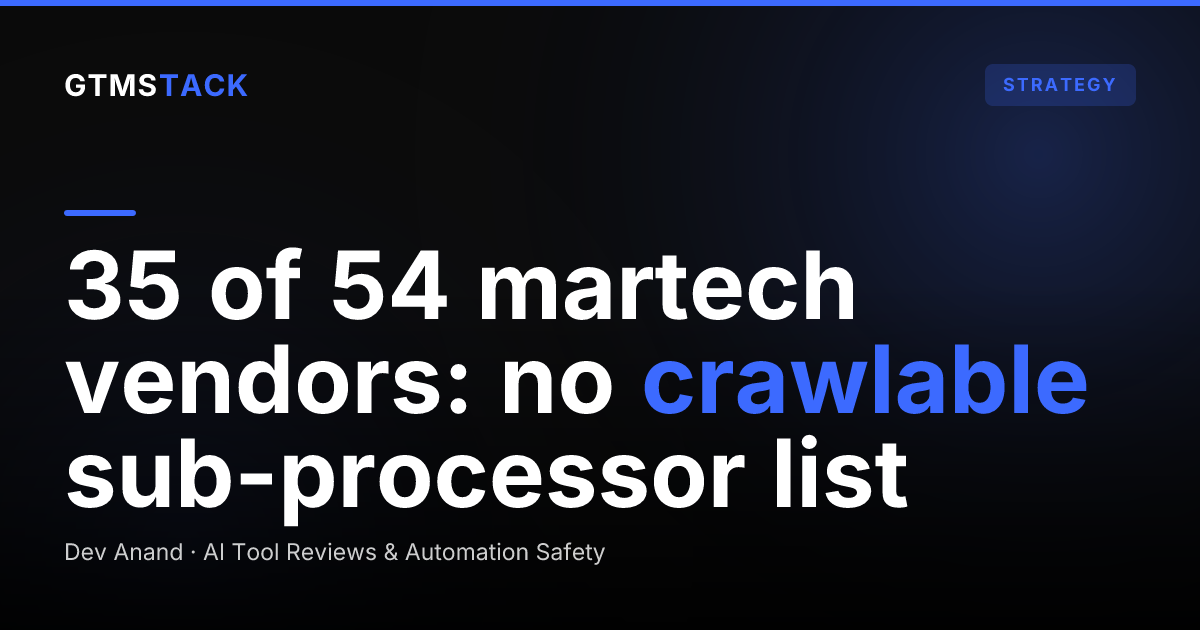 Only 19 of 54 Martech Vendors Publish a Sub-Processor List Where a Crawler Can Read It